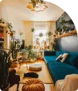 A living room with a Bohemian Interior Design