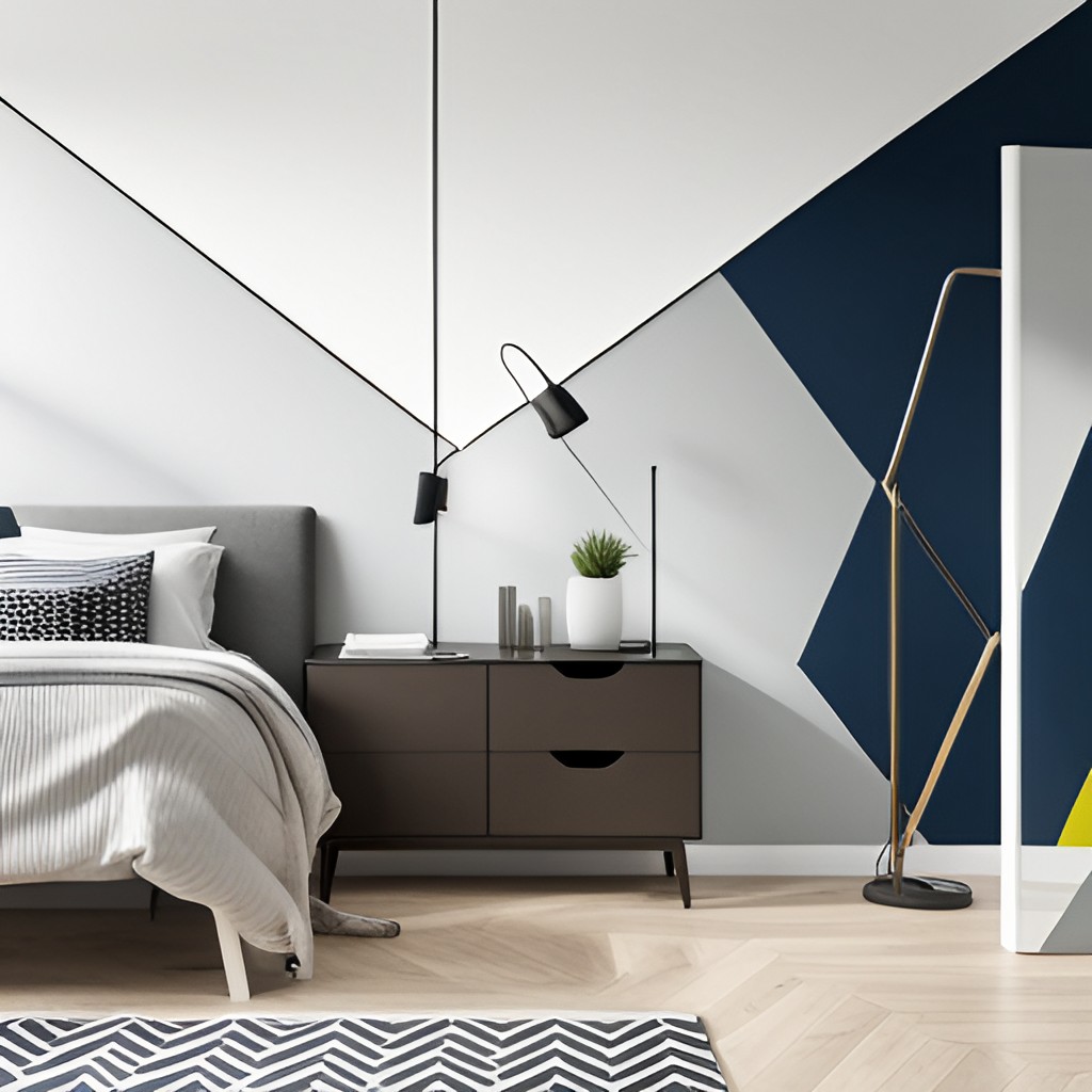 Geometric Highlight Design for Bedroom Walls