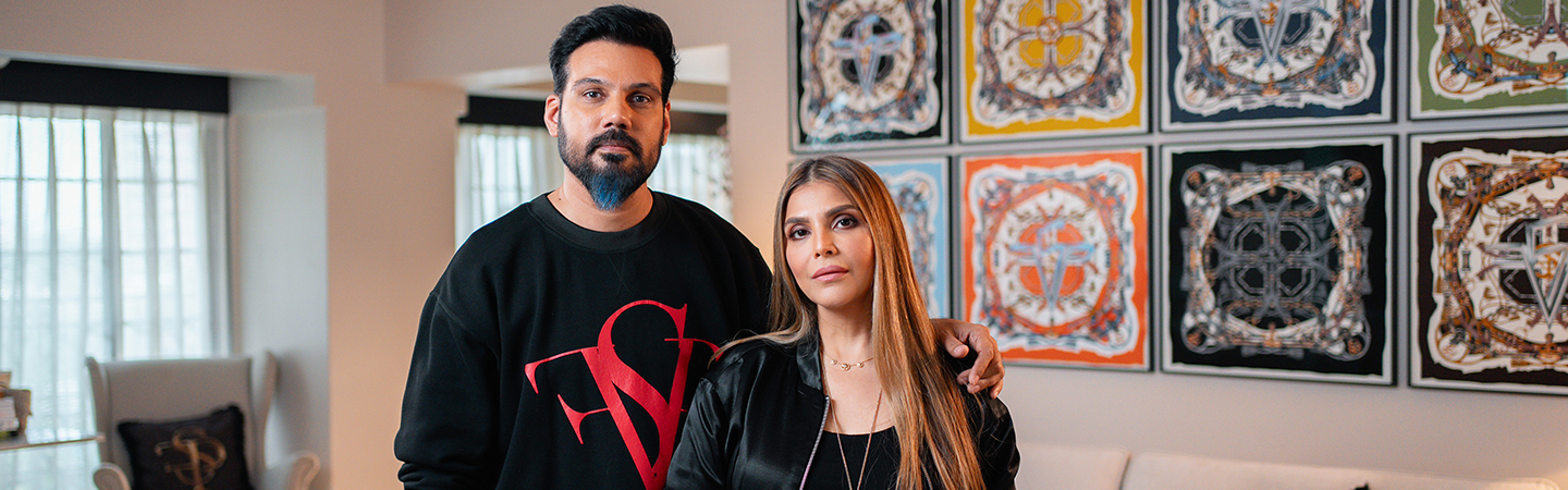 Banner Image with Falguni Shane Peacock in their residence