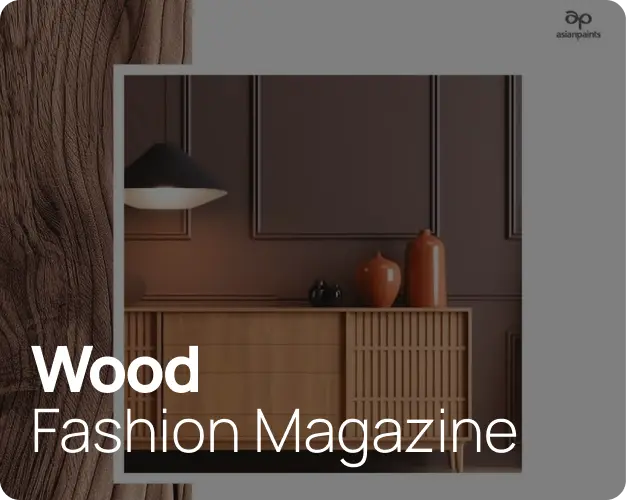 Wooden console table decorated with two vases. Asian Paints Wood Fashion Magazine.