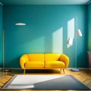 Turquoise Colour Wall with Yellow Sofa � Asian Paints Turquoise Colour Wall with Yellow Sofa � Asian Paints