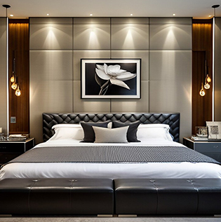Leather bed back design for bedroom - Asian Paints