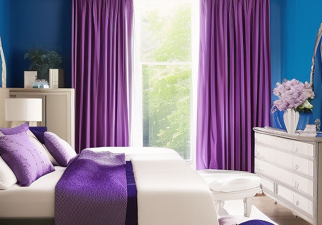 Bold purple combination for bedroom walls - Asian Paints
