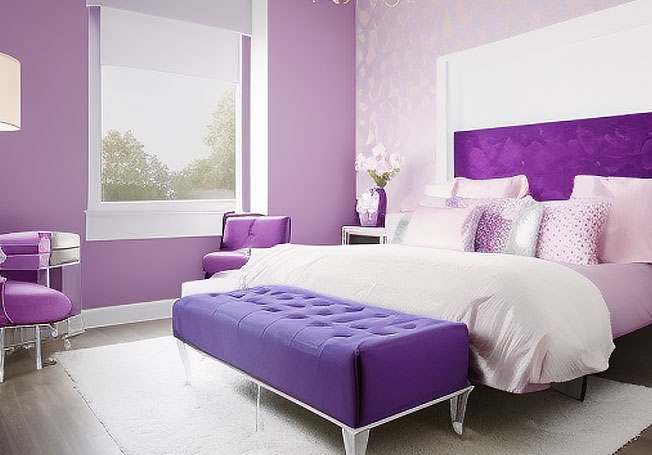 Cozy purple colour bedroom design for your space - Asian Paints