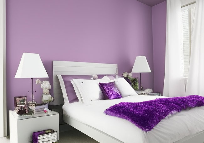 Basic purple combination for bedroom walls - Asian Paints