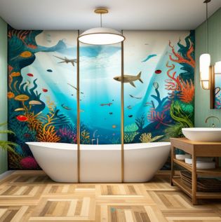 Underwater Fantasy Bathroom Wall Stickers - Asian Paints