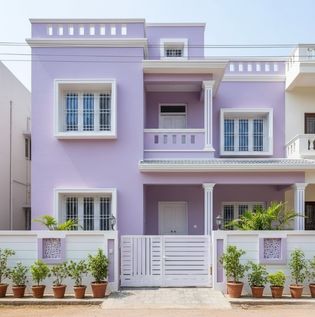 Purple and White Elegant House Exterior