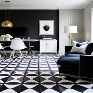 Black & white wall paint for living dining - Asian Paints
