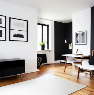 Soft black & white walls with warm accents - Asian Paints