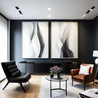 Black and white walls for sitting room - Asian Paints