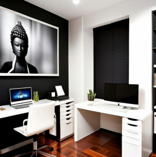 Buddha wall painting black and white - Asian Paints