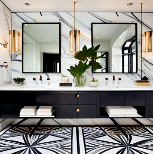 White & black walls for bathroom - Asian Paints