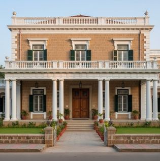 Colonial Double-Story House Elevation