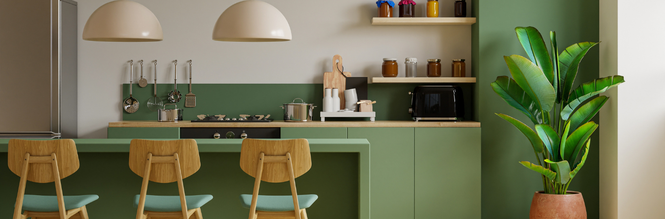 Light Green Colour Kitchen - Asian Paints
