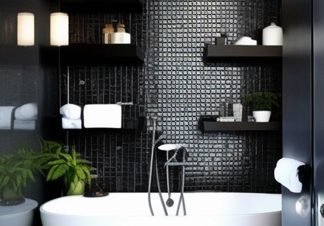 Moody & dramatic black themed modern bathroom design - Asian Paints