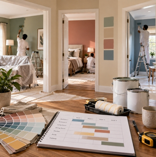 Multi-Room Painting Project Work Schedule