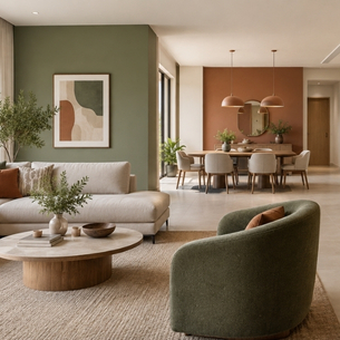 Harmonious Colour Palette for Open-Plan Living, Dining, and Kitchen