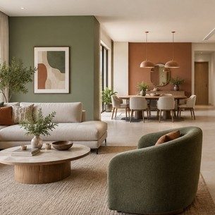 Harmonious Colour Palette for Open-Plan Living, Dining, and Kitchen