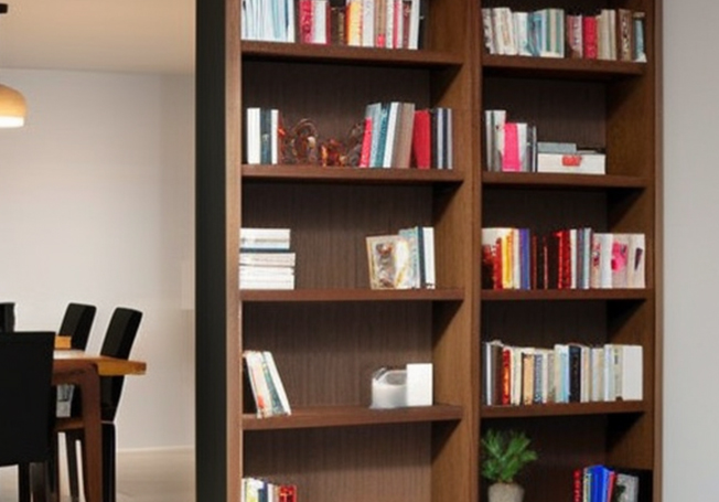 Bookshelf design between living room & dining room as partition - Asian Paints