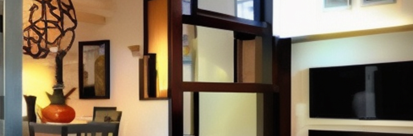 Partition design between living room and dining room - Asian Paints