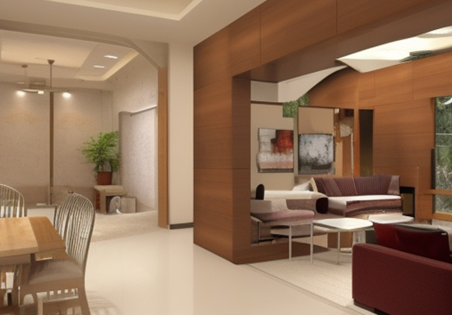 Unique partition design between living room & dining room - Asian Paints
