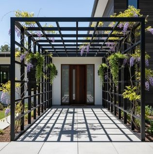 Modern Geometric Pergola-Style Portico