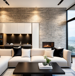  Interior Stone Cladding Texture In The Living Room - Asian Paints