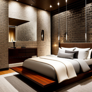 Stone Brick Texture In The Bedroom - Asian Paints