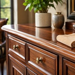 Melamine Polish Finish on Premium Wooden Furniture Melamine Polish Finish on Premium Wooden Furniture