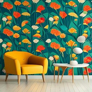Floral bright wallpaper design for the living room - Asian Paints Floral bright wallpaper design for the living room - Asian Paints