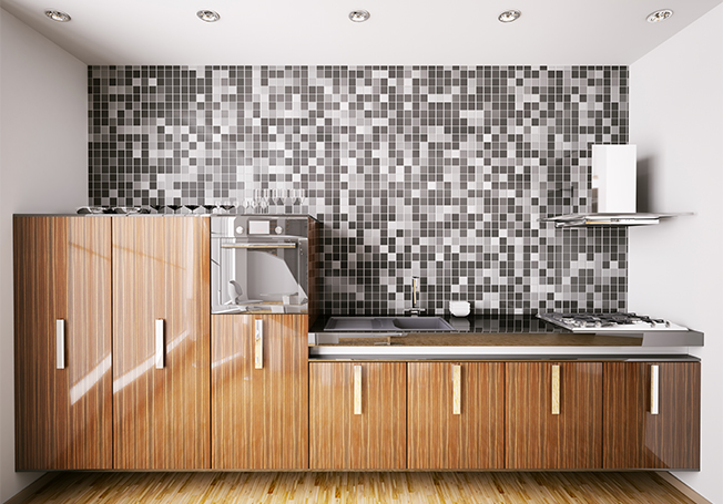 Modern Kitchen Interior Made of Ebony Wood - Asian Paints