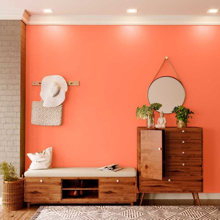 Try Tropical Peach House Paint Colour Shades For Walls Asian Paints - Peach Orange Paint Color