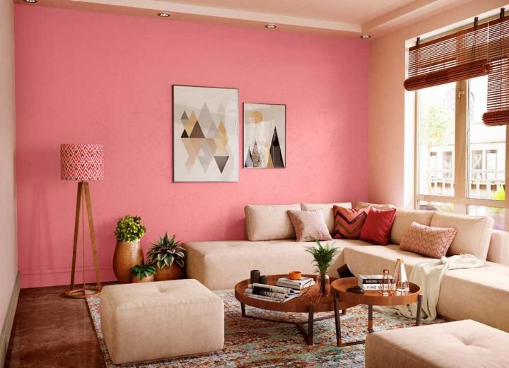 Try Pink Accent House Paint Colour Shades For Walls Asian Paints - Living Room Colors Asian Paints