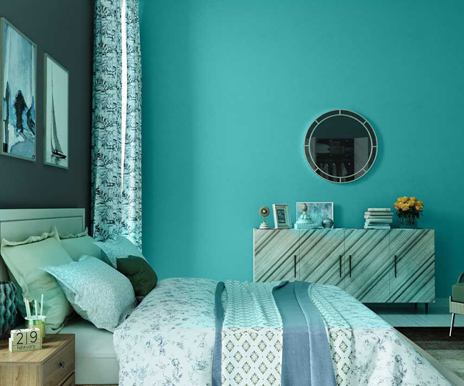 Deep Teal Wall Painting Colour 2200 Paint Shades By Asian Paints - Light Teal Paint Colors For Bedroom
