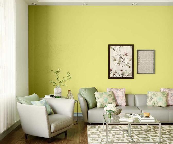 Neon Light Wall Painting Colour 2200 Paint Shades By Asian Paints - Light Green Wall Paint Design