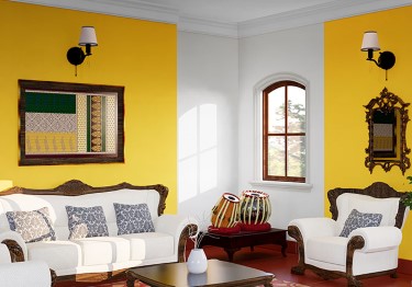 Classic Living Room with Yellow Walls&nbsp;