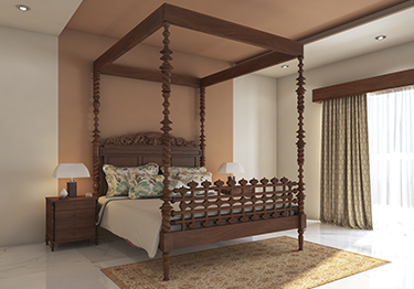 Earthen Cream and Brown Bedroom Area