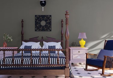 Rustic-Bedroom-with-Olive-Green-Wall-m