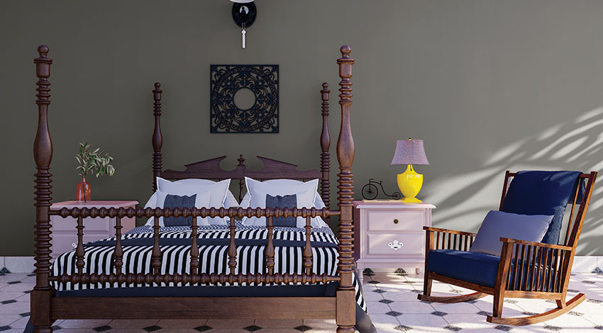 Rustic-Bedroom-with-Olive-Green-Wall