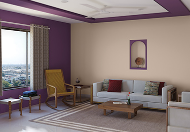 Spacious Living Room with Purple Walls&nbsp;&nbsp;