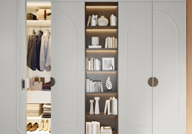 Minimalist Closet with Warm Lighting