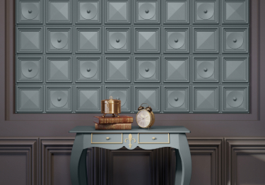 Dark Table with Copper Decor