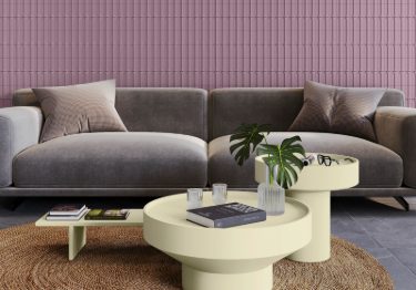 Purple Wall with Cream Tables