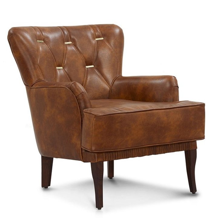 Agusto Leatherette Accent Chair Tan