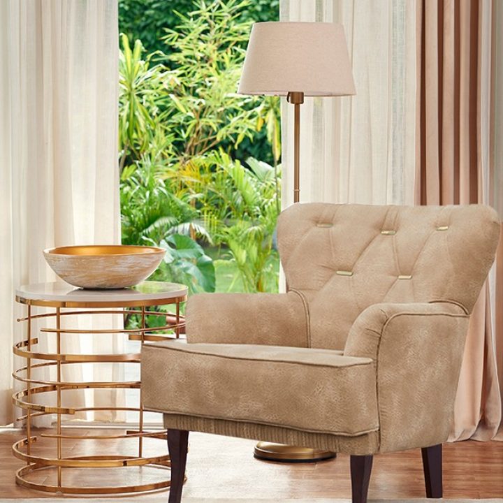 UFLOSCHACBEGE06006-Agusto Leatherette Accent Chair Beige