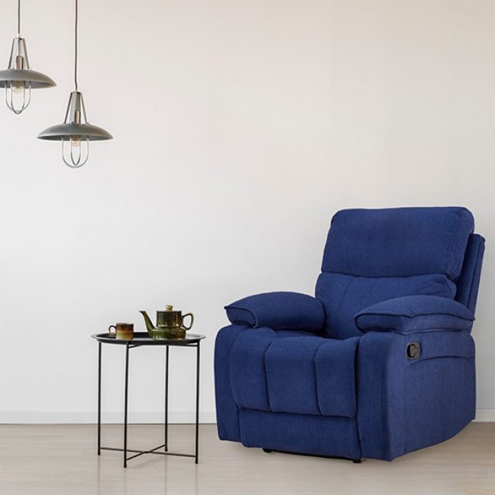 Blue leather sales recliner chair