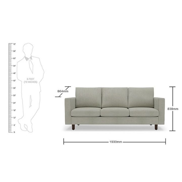 3 seater sofa size in deals feet