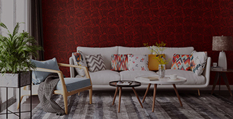 A living room with wall texture, indicating to view Interior Texture Catalogue