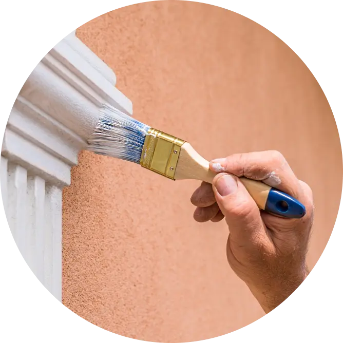 Application of exterior primer using a painting brush. Asian Paints exterior wall primers.
