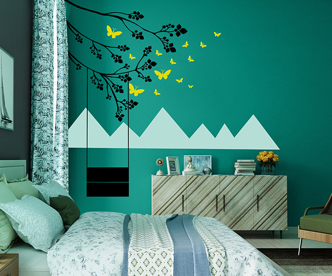 Dreams Of Paradise - Online Wall Stencil Design Patterns - Asian Paints
